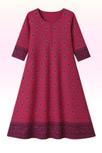 Silk Cotton Umbrella Kurthi – Maroon Printed Design