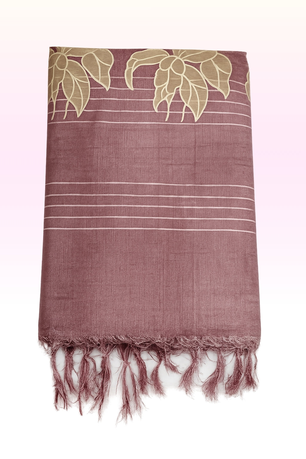 Women’s Bhagalpur Art Saree with Unstitched Blouse | Beige & Maroon Floral Traditional Saree