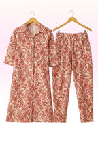 Women’s Printed Vatican Co-ord Set – Collar Neck Top & Matching Bottom | 3/4 Sleeve | Regular Wear
