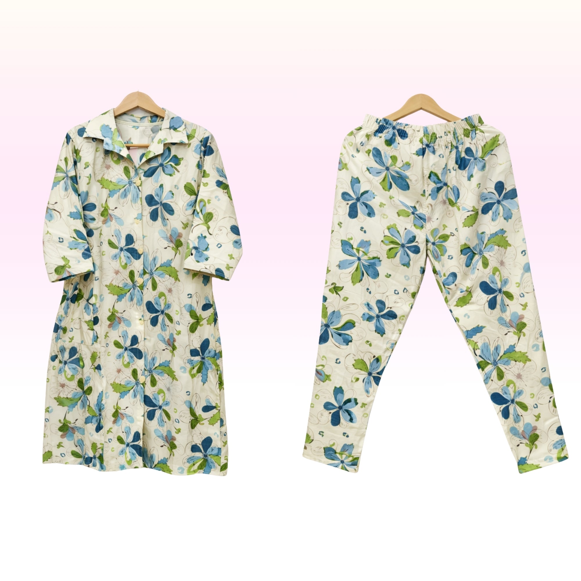 Women Camel with green Floral Printed Cotton Lycra Kurta Pant Set for Women – Straight Fit | Regular Wear