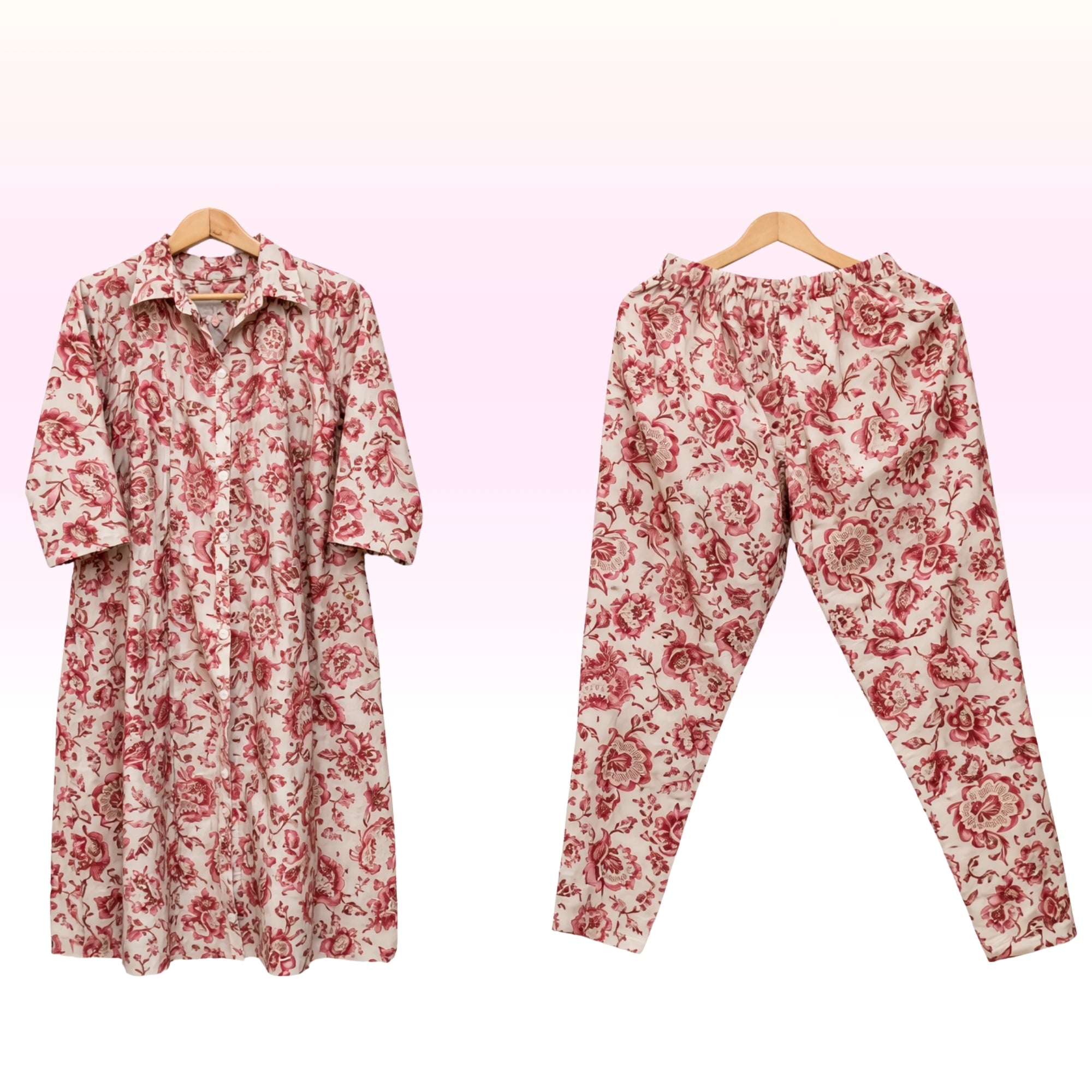 Women’s White with Block Floral Printed Kurta Pant Set | Cotton Lycra Straight Pant | Regular Wear | 39-Inch Length (Copy)