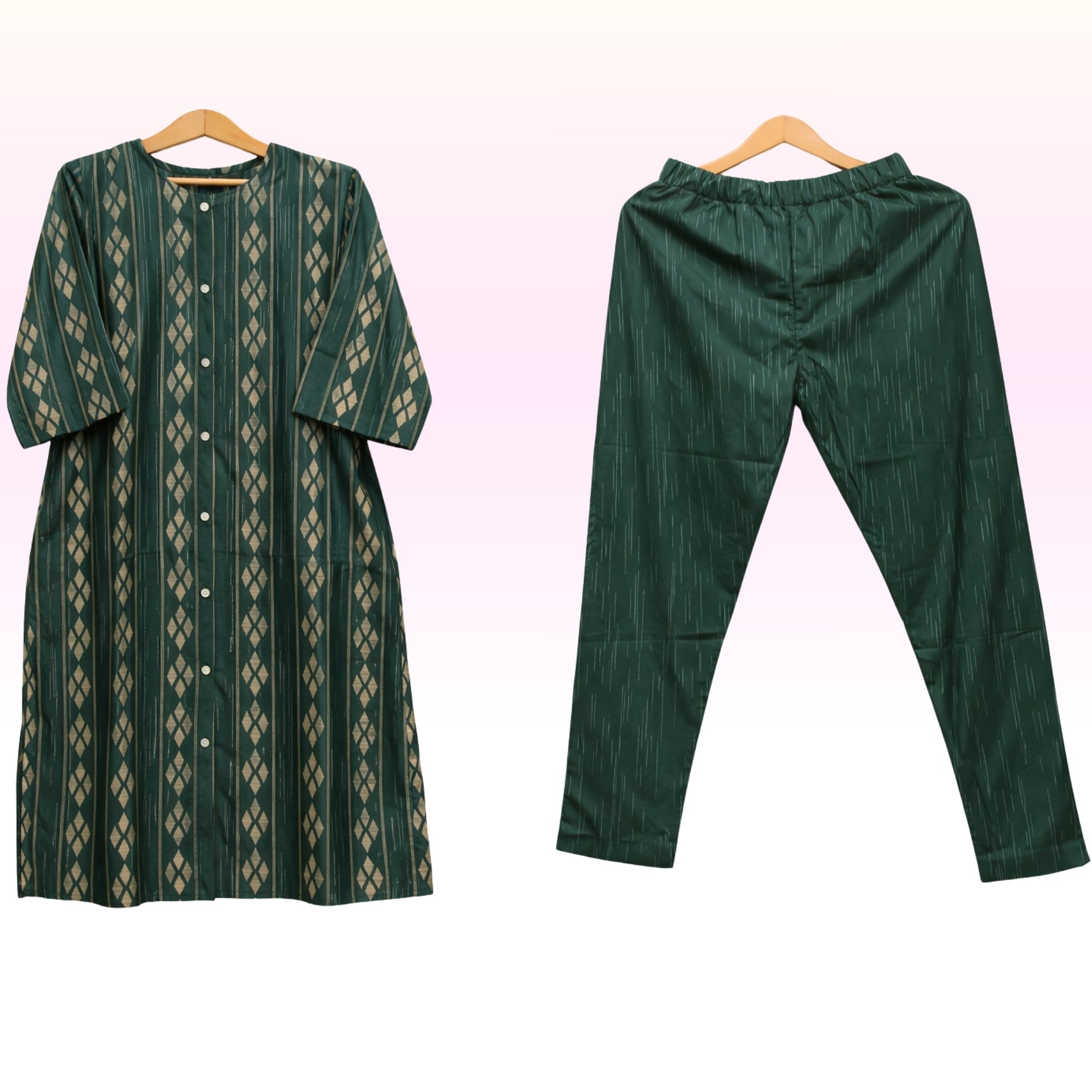 Women’s Green with sandle Printed Cotton Lycra Kurta Pant Set – Straight Fit | Regular Wear