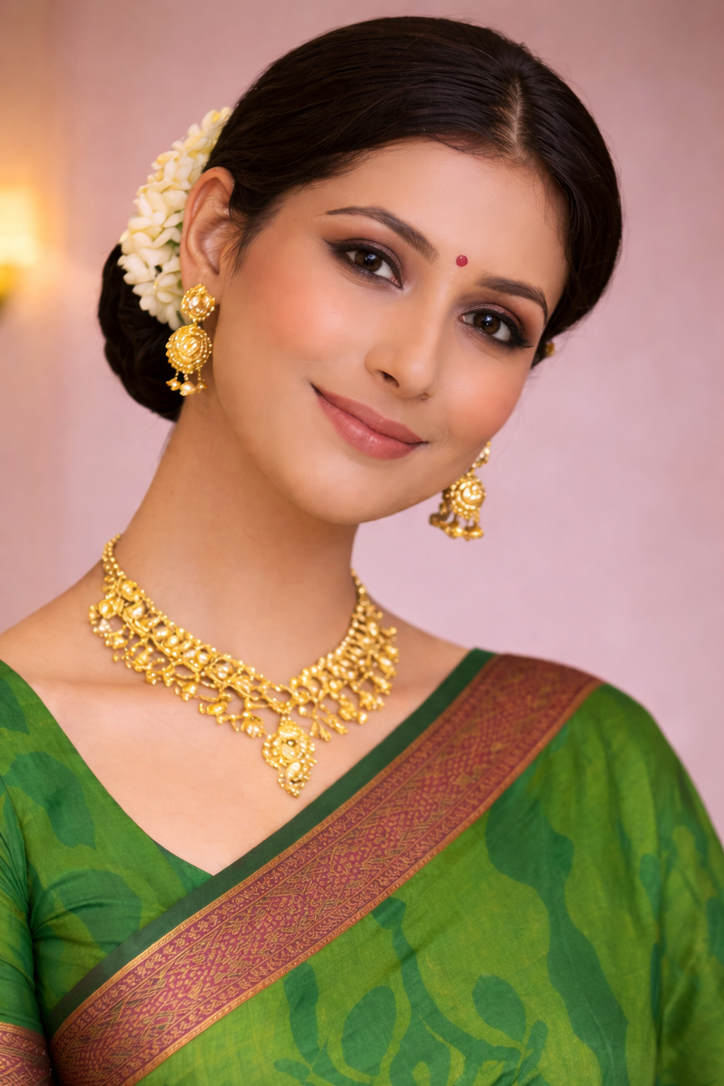 Parrot Green Cotton Silk Saree with Contrast Zari Border