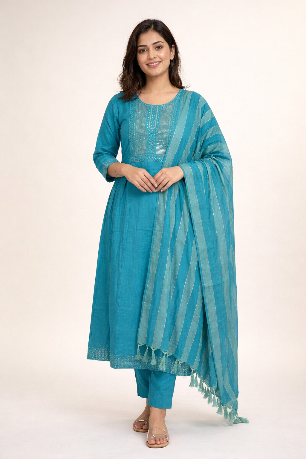 Blue Embroidered Salwar Suit with Dupatta