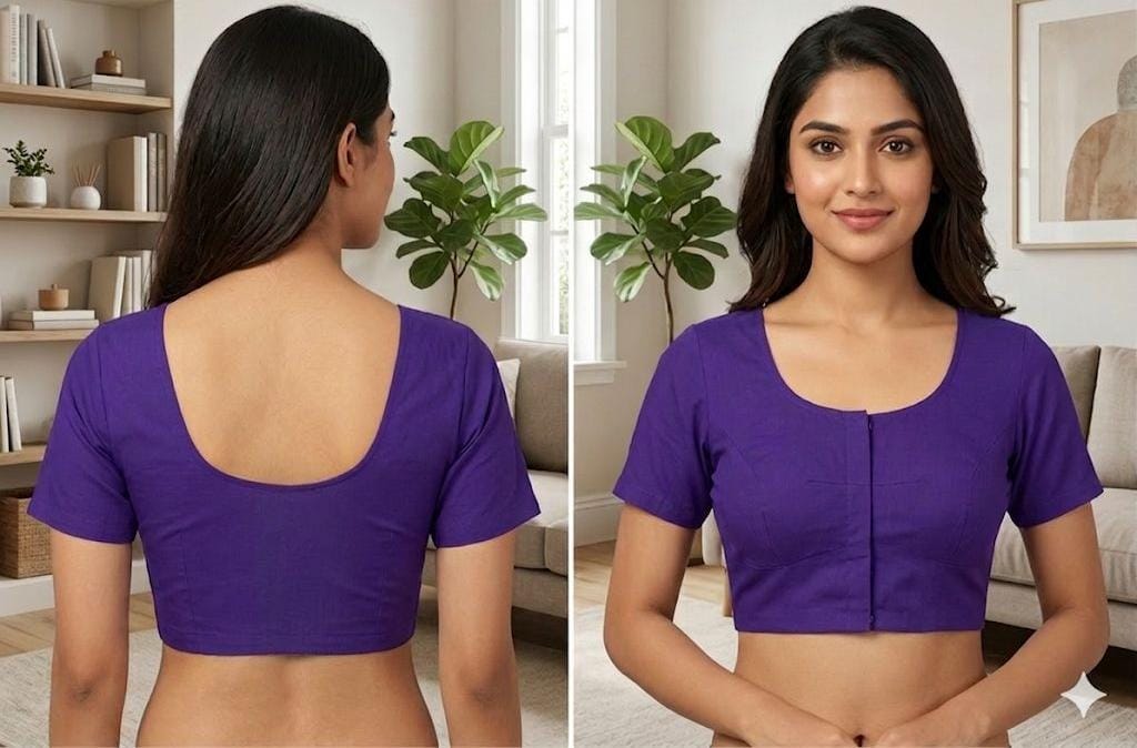 Royal Purple Cotton Readymade Blouse