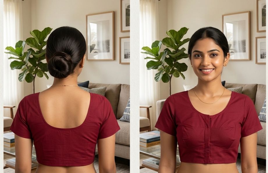 Maroon Cotton Readymade Blouse