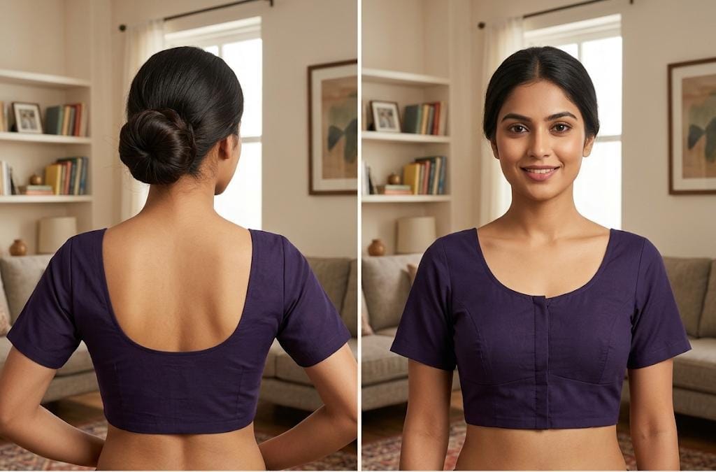 Deep Violet Cotton Readymade Blouse