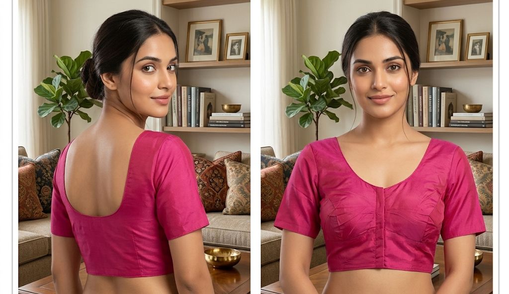 Pink Silk Cotton Readymade Blouse