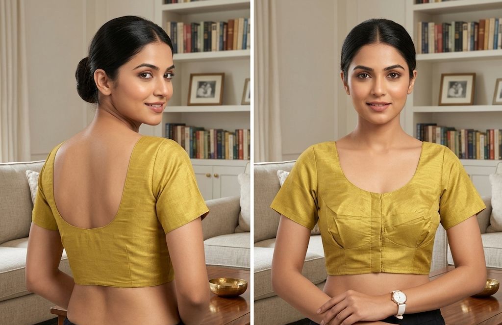 Golden Silk Cotton Readymade Blouse