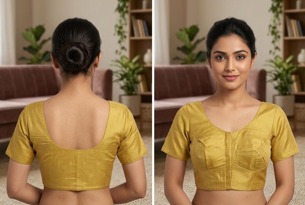 Golden Silk Cotton Readymade Blouse