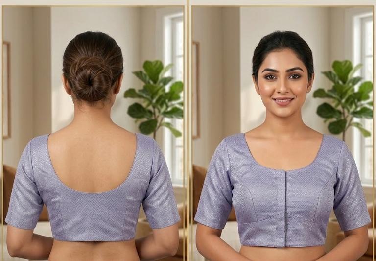 Lavender Silk Cotton Readymade Blouse