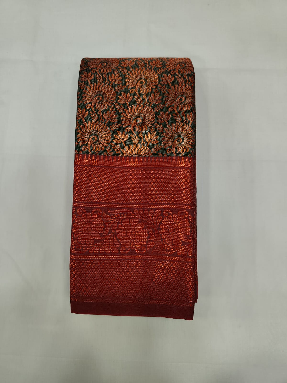 Green Silk Saree with Rich Zari Border & Blouse