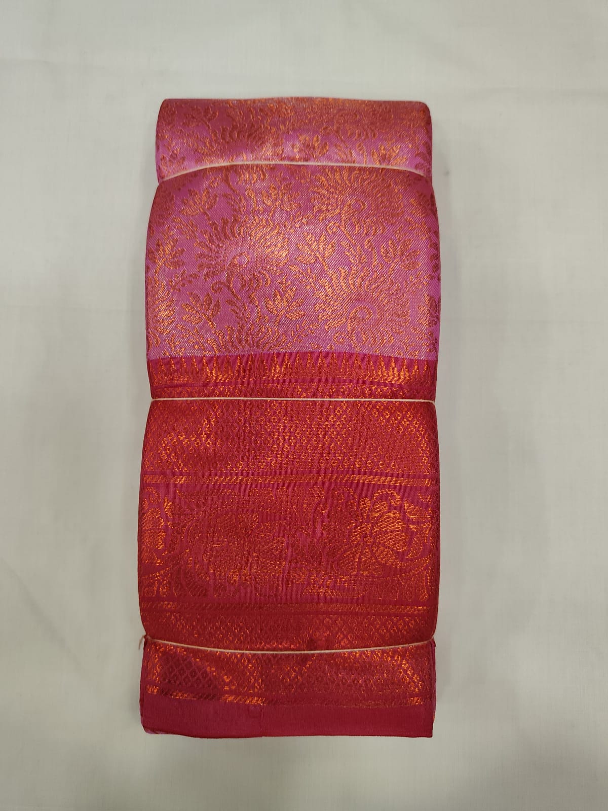 Bright Pink Silk Saree with Rich Zari Border & Floral Weaving