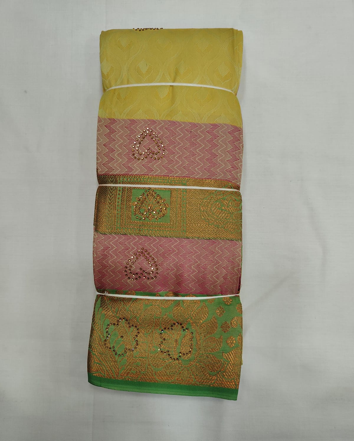 Light Green & Pink Silk Saree with Stone Work & Rich Zari Border – Festive Wear