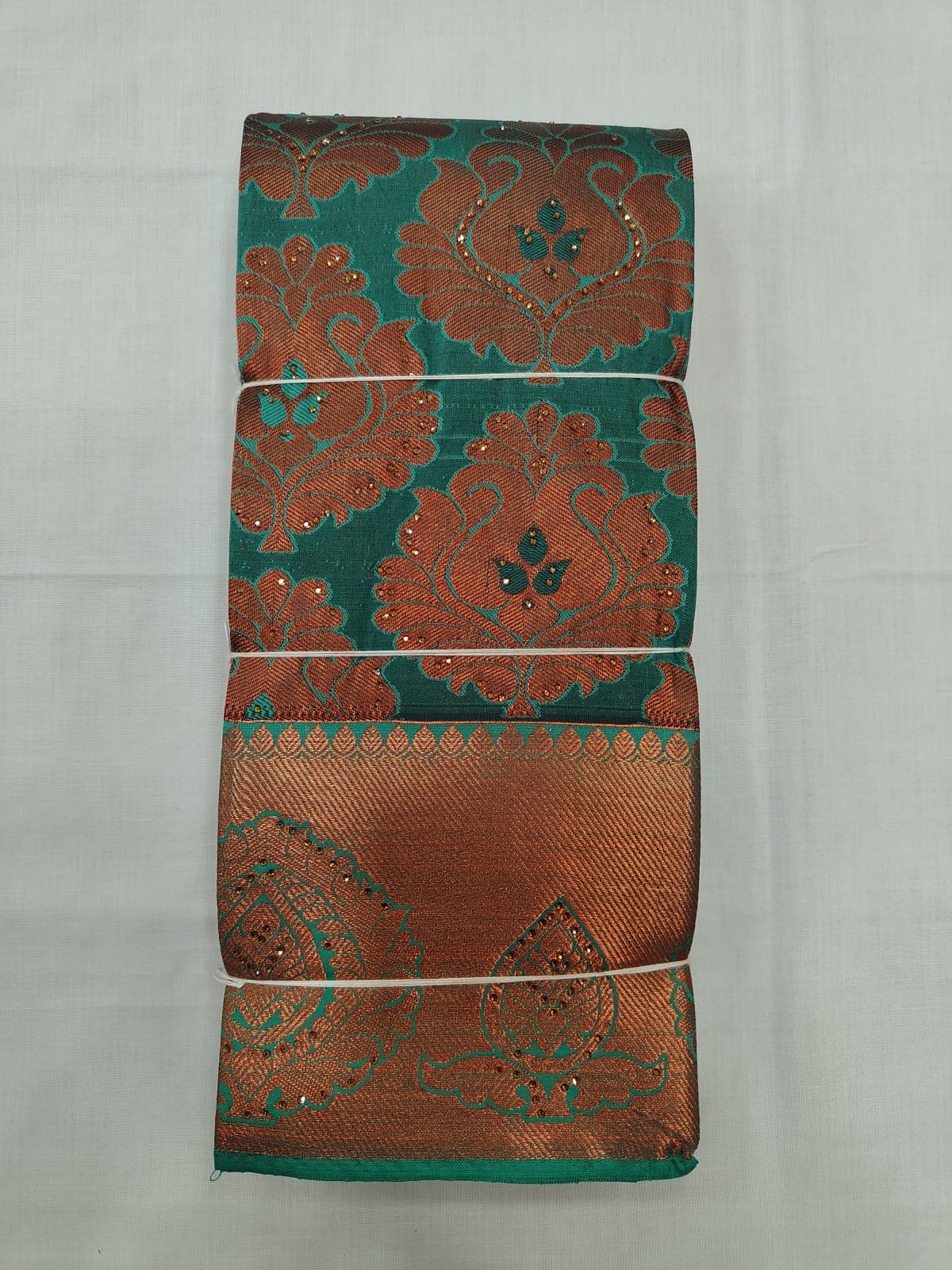 Rama Green Silk Saree with Copper Zari  & Rich Border