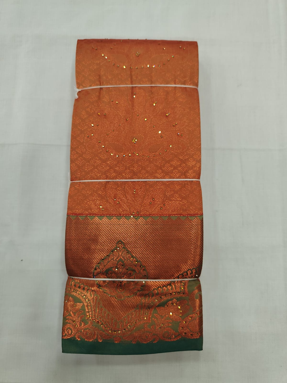 Premium Orange Silk Saree with Copper Zari Floral Motifs & Rich Border