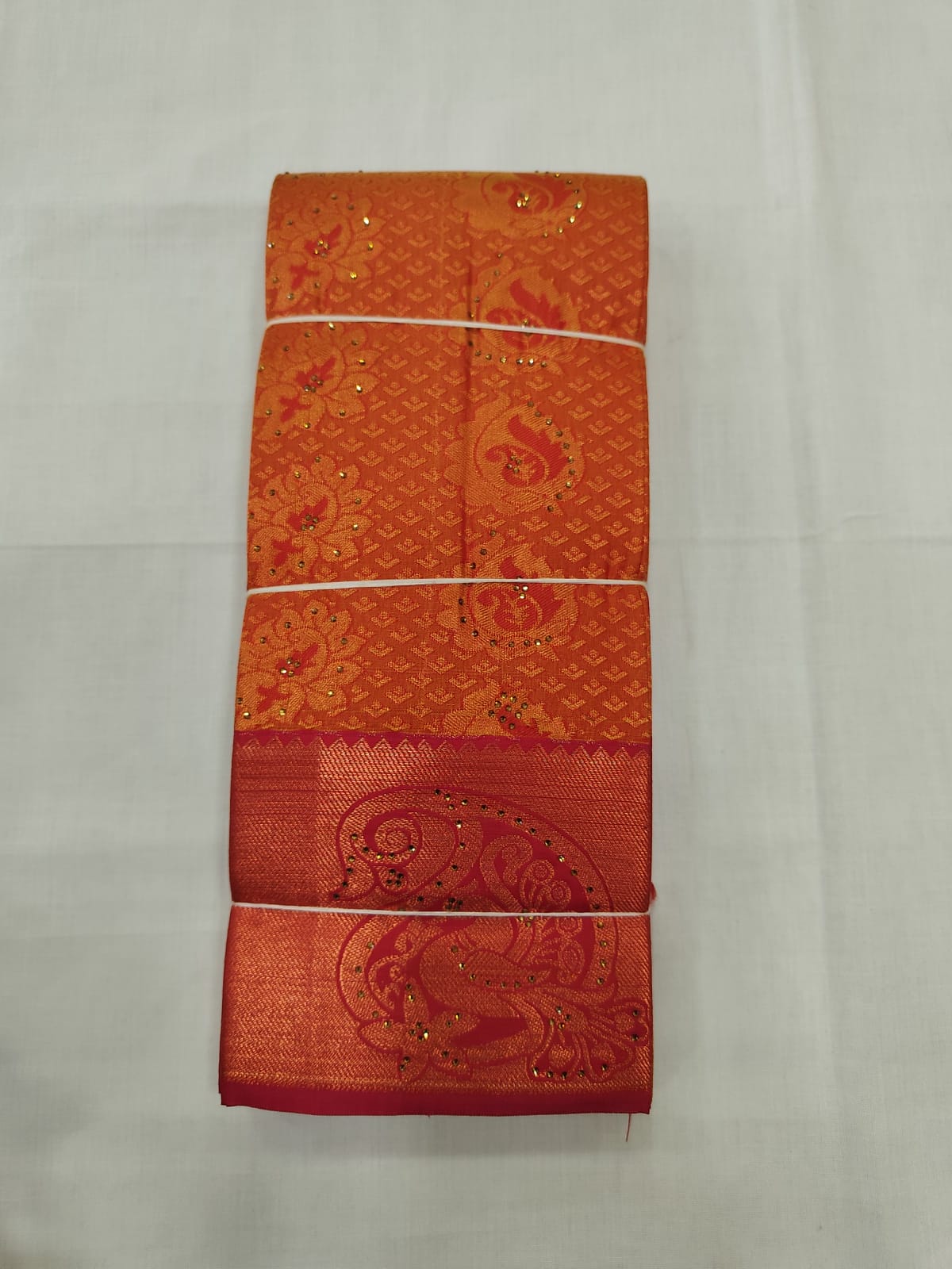 Designer Orange Silk Saree with Copper Zari  & Rich Border