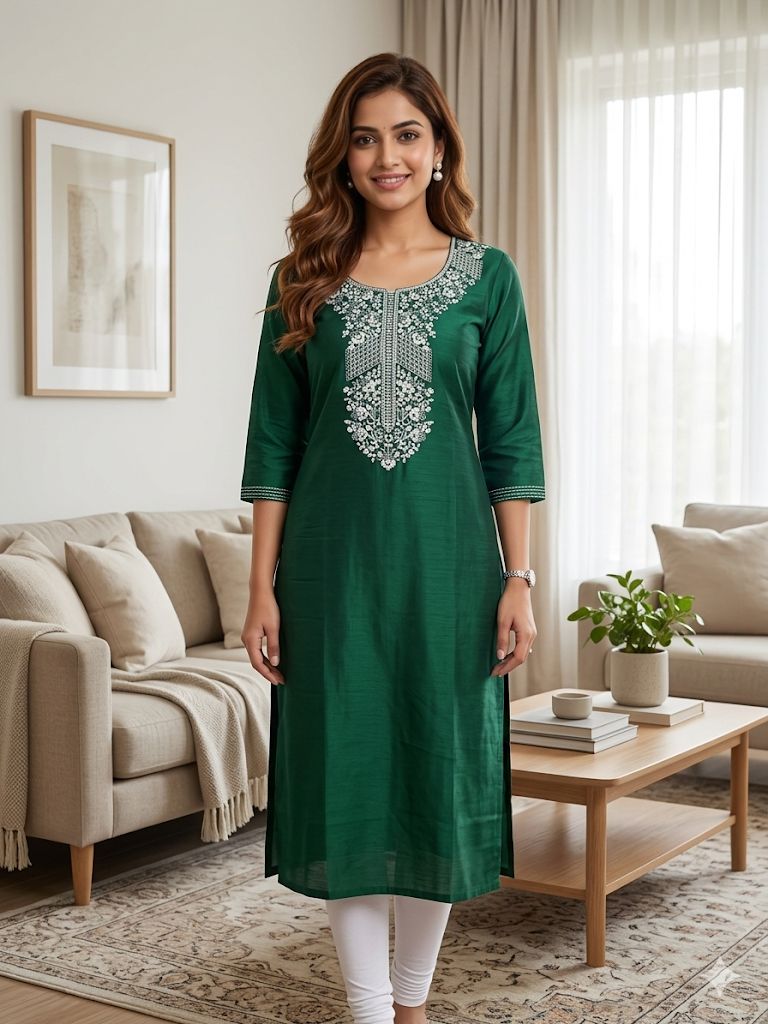 Elegant Green Side Open Kurti