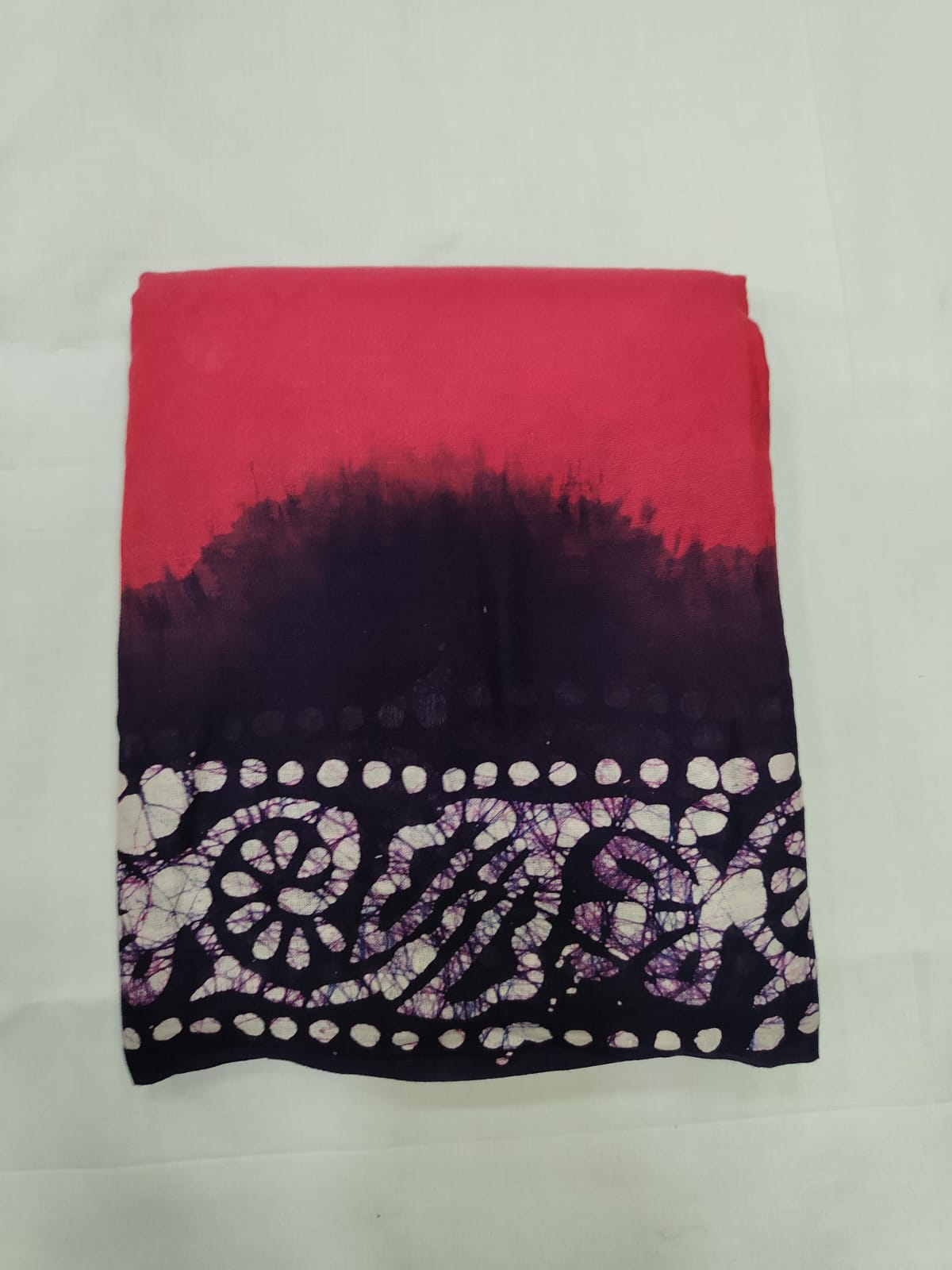 Pink Mulmul Cotton Saree with Batik Print Border – Soft Daily Wear Saree