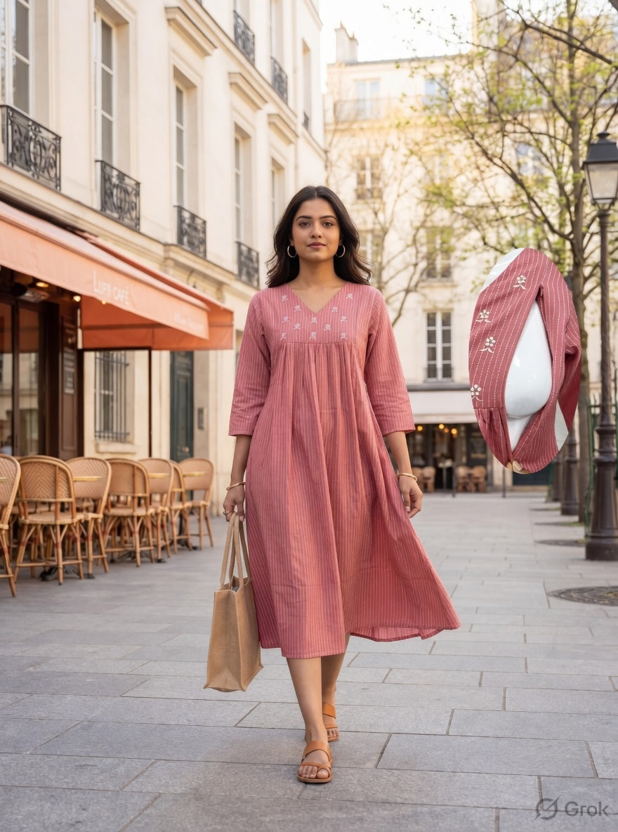 Peach Cotton Blend Maternity Wear with Feeding Zip for Women – Vembas Shoppie