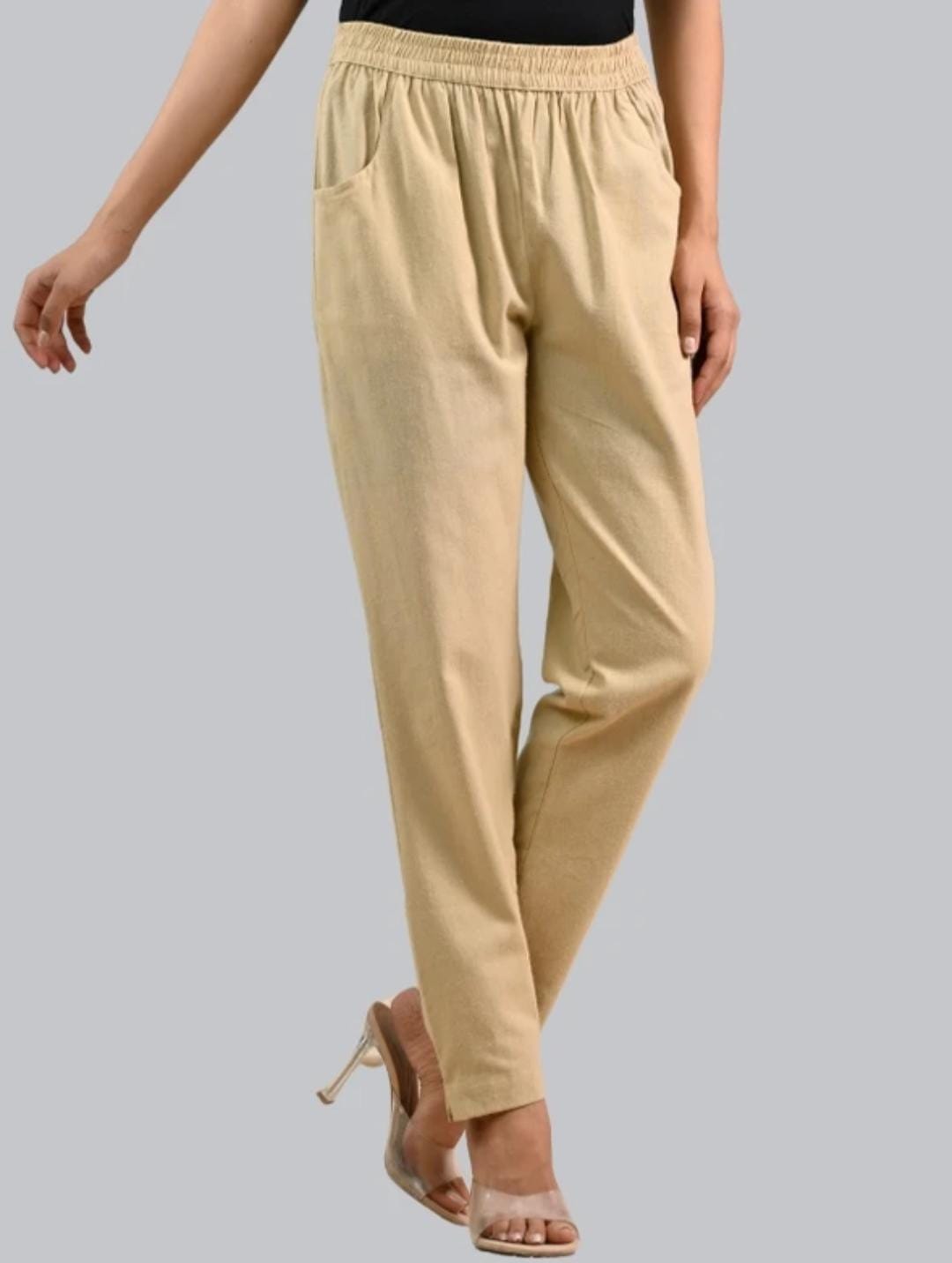 Women’s Beige Cotton Lycra Straight Kurta Pant – Regular Wear
