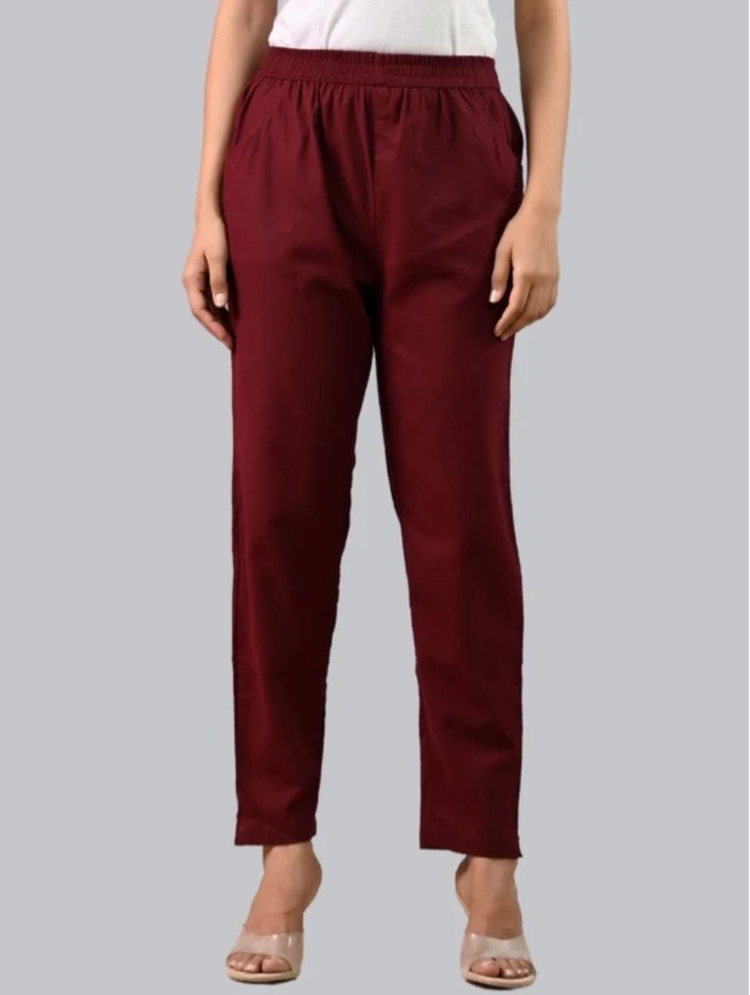 Women’s Maroon Cotton Lycra Straight Kurta Pant – Regular Wear