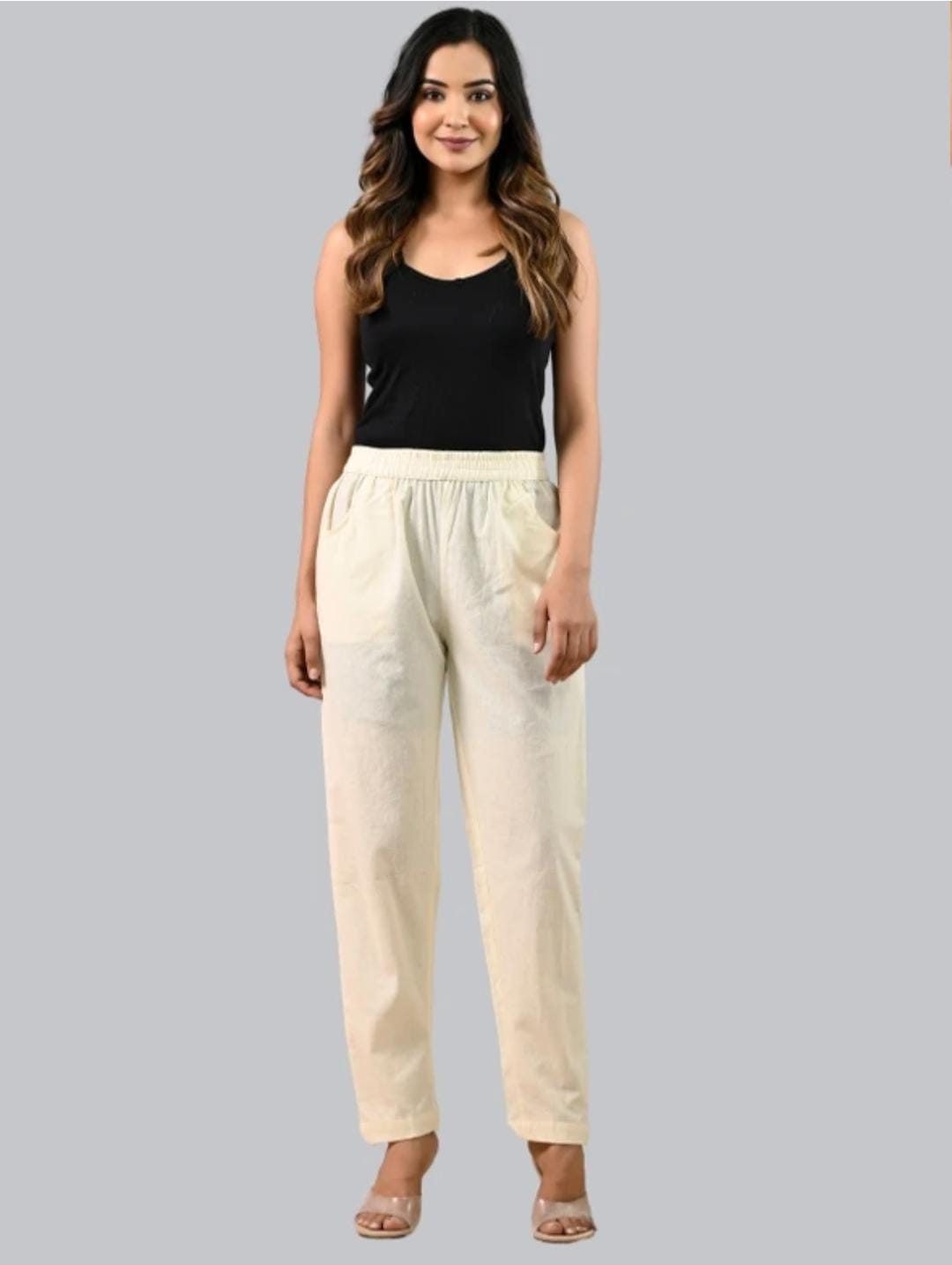 Women’s Off-White Cotton Lycra Straight Kurta Pant – Regular Wear