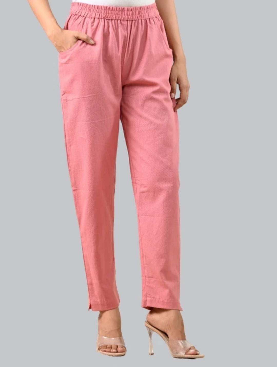 Women’s Pink Cotton Lycra Straight Kurta Pant – Regular Wear