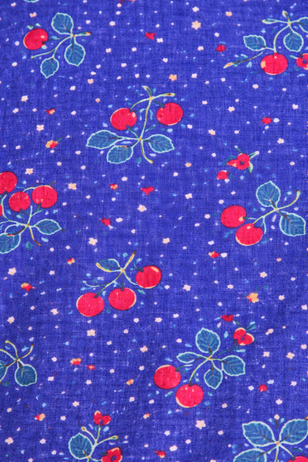 Blue Cherry Print Zipless Maternity Frock Cotton Blend Dress with Pocket & Rope