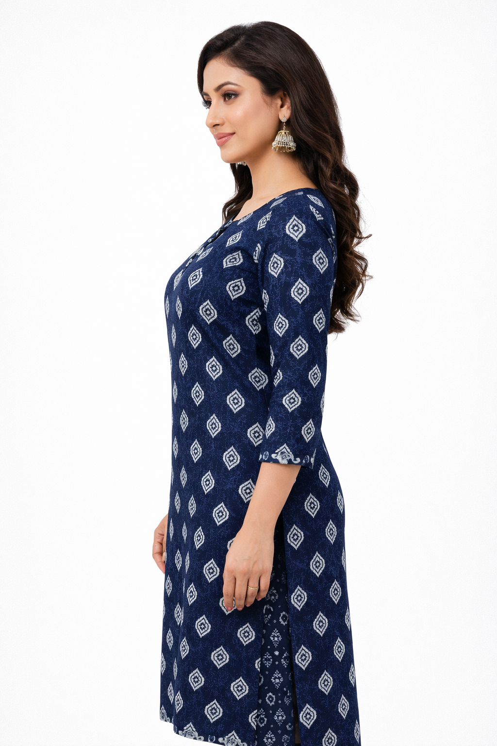 Elegant Navy Blue Printed Salwar Suit Set with Dupatta