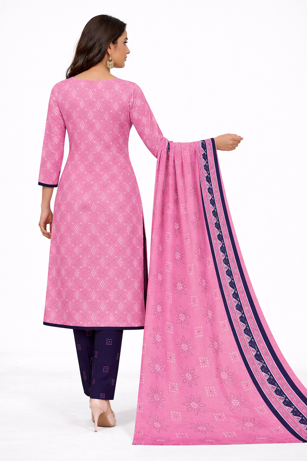 Elegant Pink Printed Salwar Suit Set with Dupatta